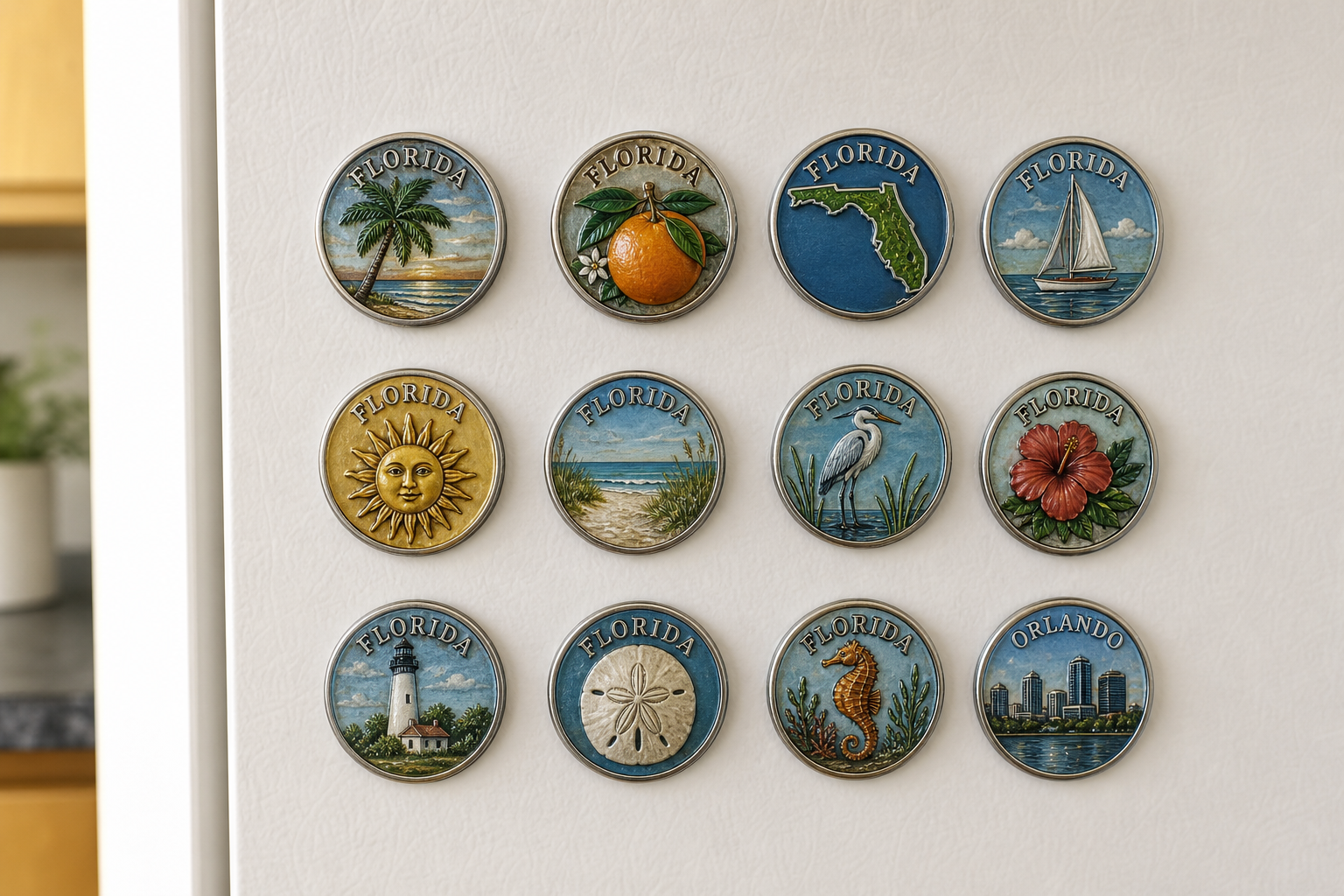 Florida 12-pack metal magnets